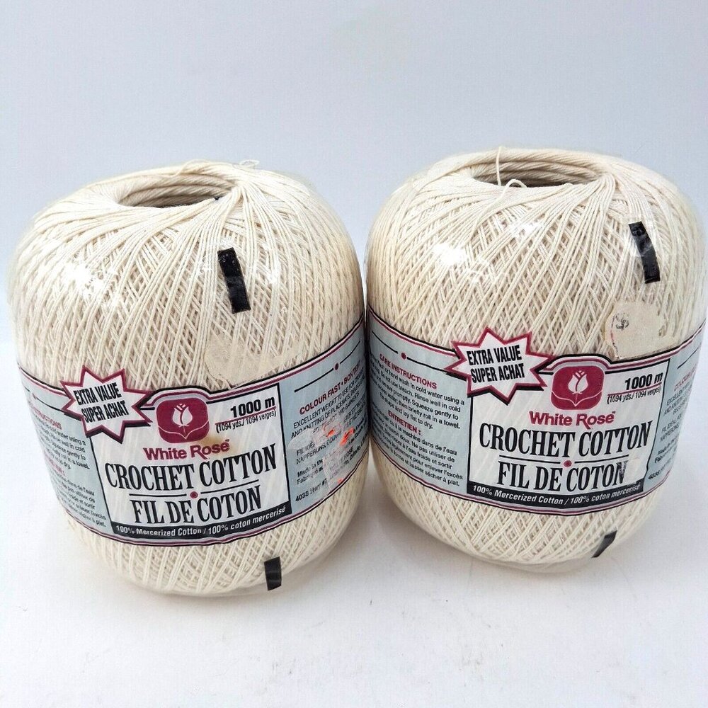 White Rose Ecru Crochet Thread Size 10 Mercerized Cotton 1094 Yds Lot 14257 NOS